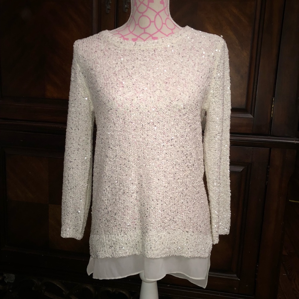 Loft white sequin sweater.